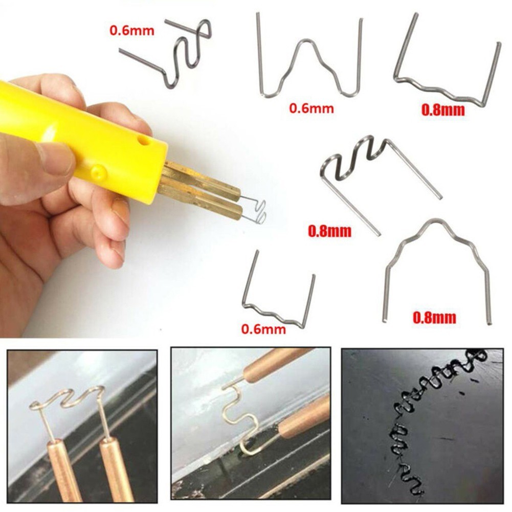 

500pc Stainless Steel Cut Wave Staples Hot Stapler For Car Bumper Plastic Repair Standard Pre Cut Hot Staples Electric Soldering
