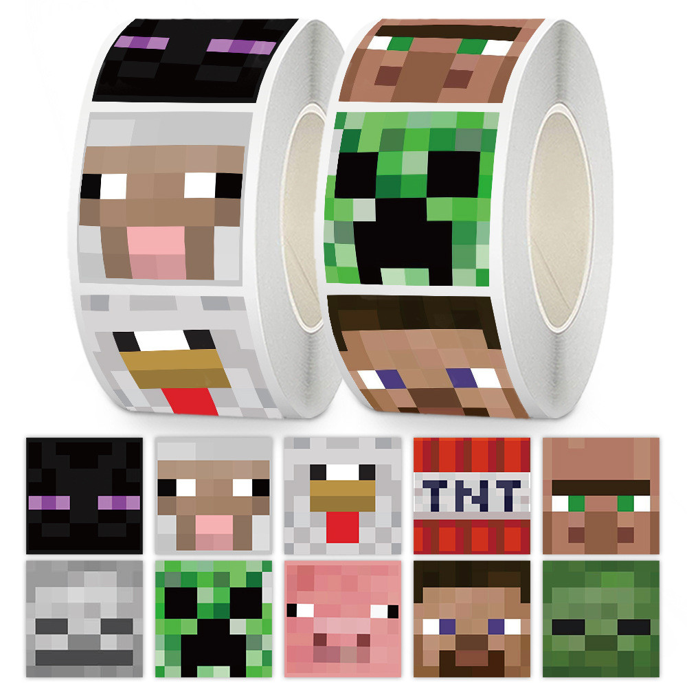 

500Pcs My World Game Stickers Pixels Game Waterproof Stickers School Supplies Incentives Roll Sticker