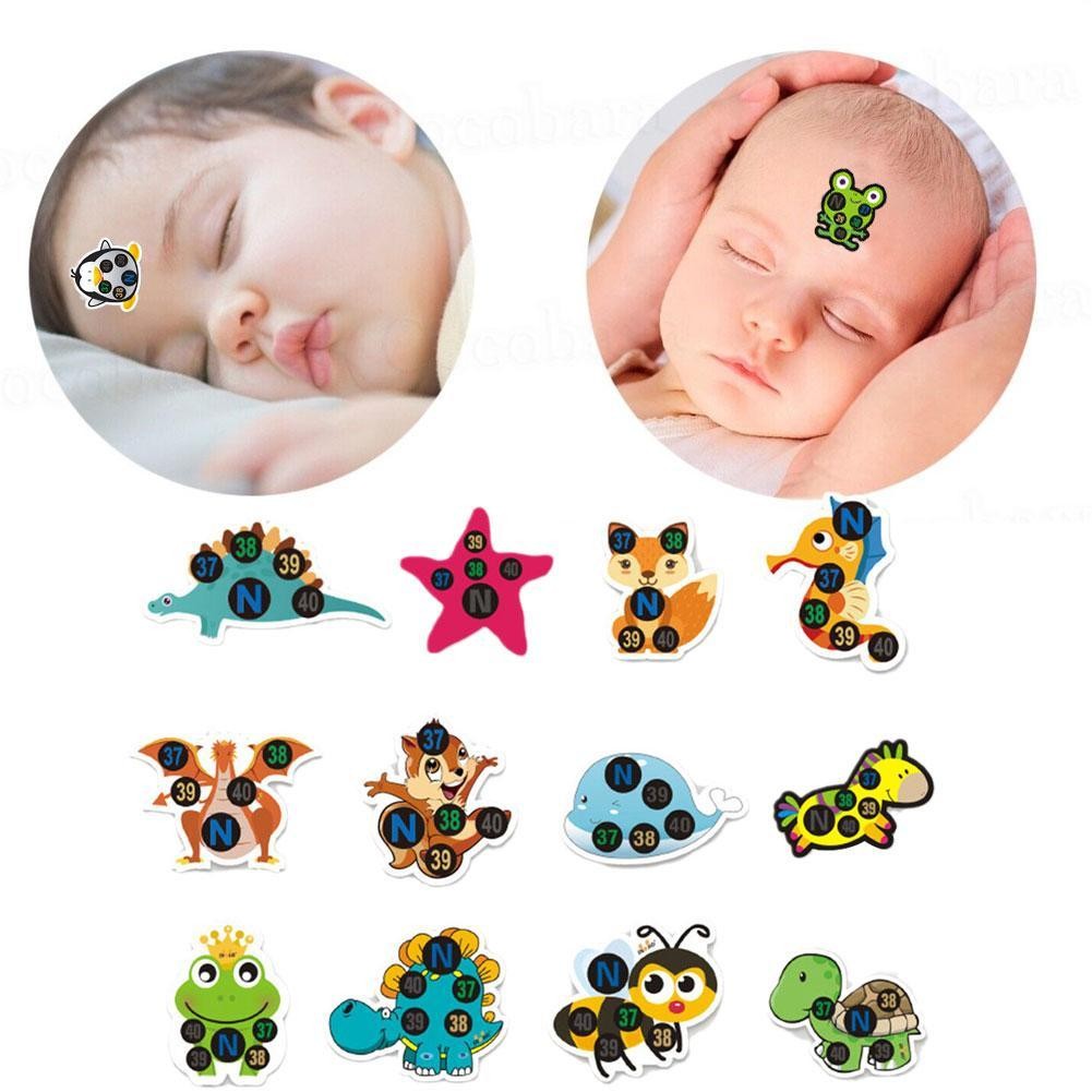 

10pcs Kids Forehead Thermometer Strips Cartoon Fever Temperature Sticker Stick On Fever Stickers For Toddlers Baby Fever Tapes