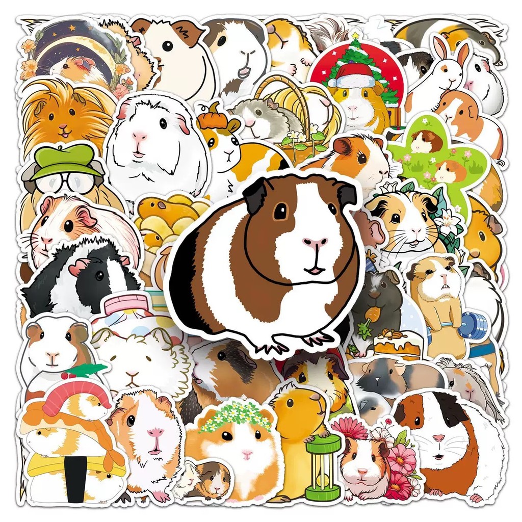 

10/51pcs Cute Animal Guinea Pig Cavy Stickers Cartoon Decals for Laptop Phone Guitar Luggage Waterproof Graffiti Vinyl Sticker