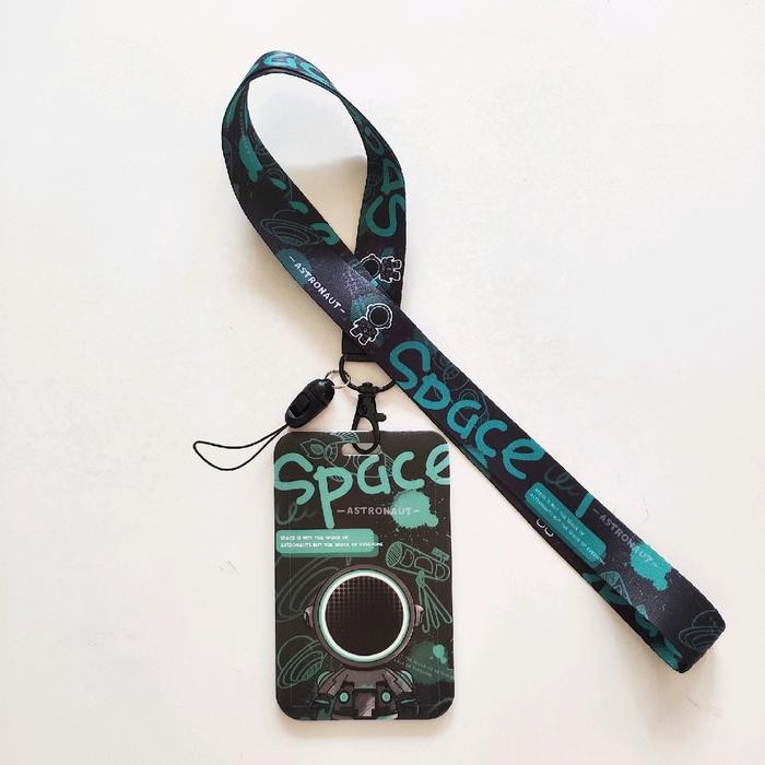 

Promo ID Card Holder Name Tag Lanyard / Kalung Wadah Kartu Identitas Astronaut Space Moon Nasa Tali - A