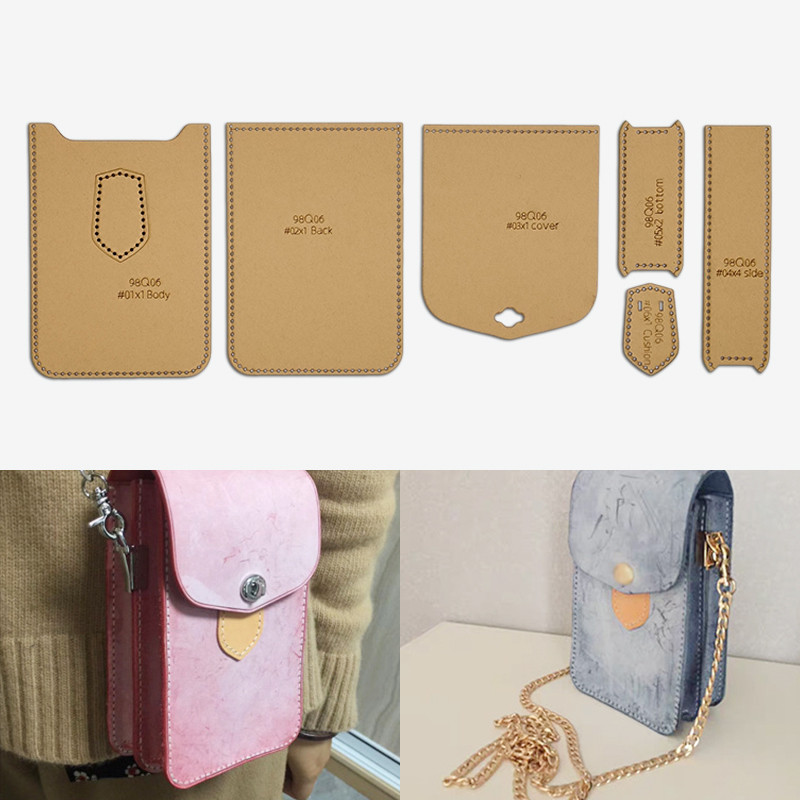 

YOMDID 6PCS Cell Phone Bag Making Kraft Paper Template DIY Shoulder Bag Sewing Template Handmade Leathercraft Template Supplies