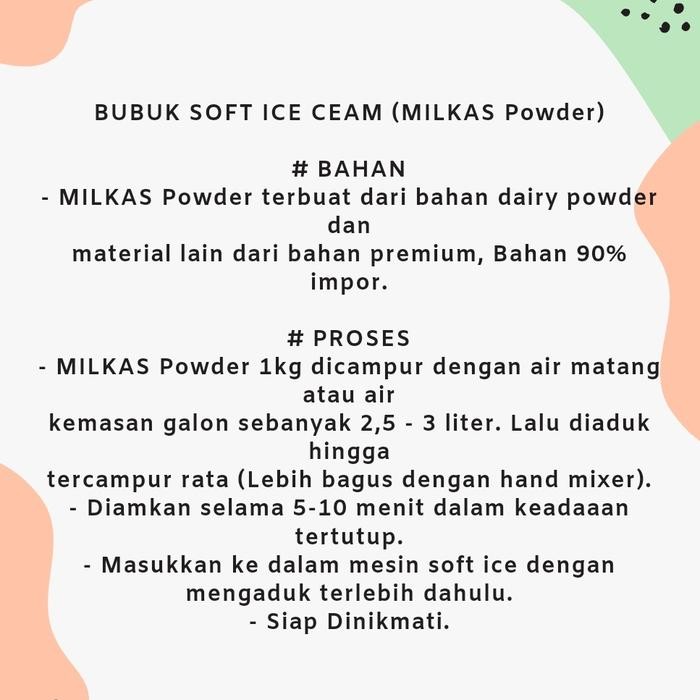 

Soft Ice Cream Powder Milkas. Bubuk Instant Soft Ice Cream - greentea