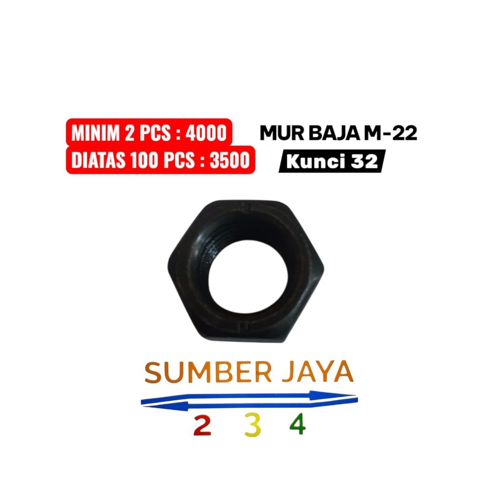 Baut Mur Baja M 22 Kunci 32