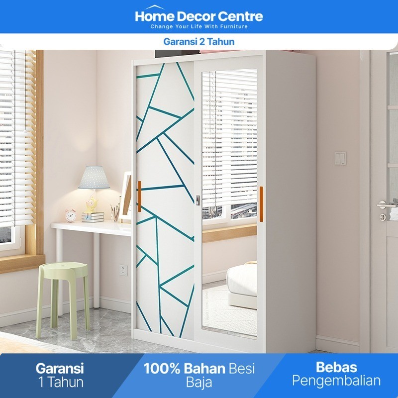 SURABAYA LEMARI BESI SLIDING 2 PINTU  MOTIF LINE LEMARI BESI PAKAIAN LEMARI BAJU MINIMALIS