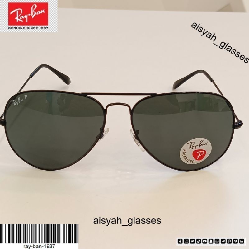 (COD) Kacamataa Rayban Aviator RB3026 62 Large Metal Black Polarize Original