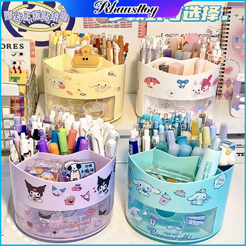 

Rhaasttoy Kotak Tempat Pensil Putar Rak Alat Kosmetik Peralatan Kantor Desk Storage Organizer Kotak penyimpanan lucu