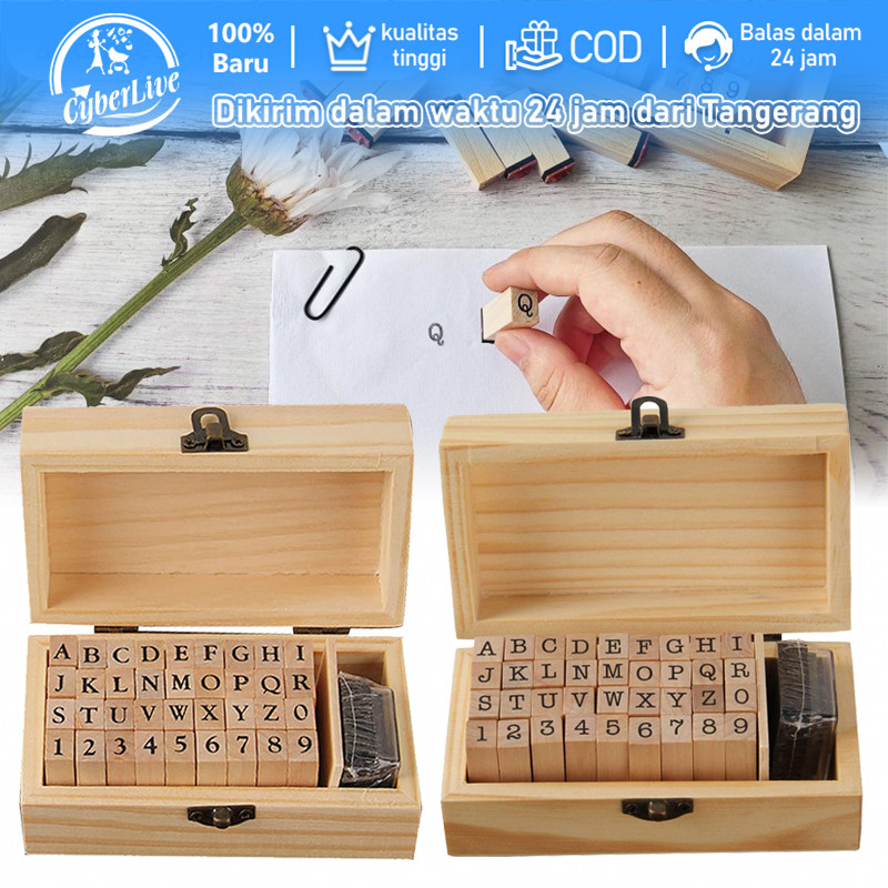 

36pcs Stempel Alphabet Number / Alphabet Stamp Set Number / Wooden Rubber Stamp Set