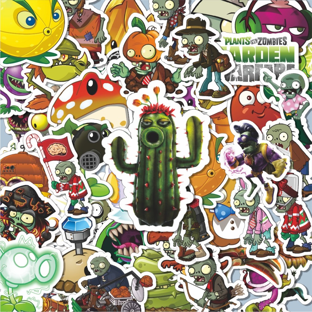 

100PCS Lucu Stiker Game Series PLANT vs ZOMBIE Character Mix 3 Stiker Aesthetic Stiker Anti Air Stikers Berperekat Waterproof sticker decal buat Motor Helm Buku Journal Koper Casing HP Laptop Botol Minum Hadiah anak