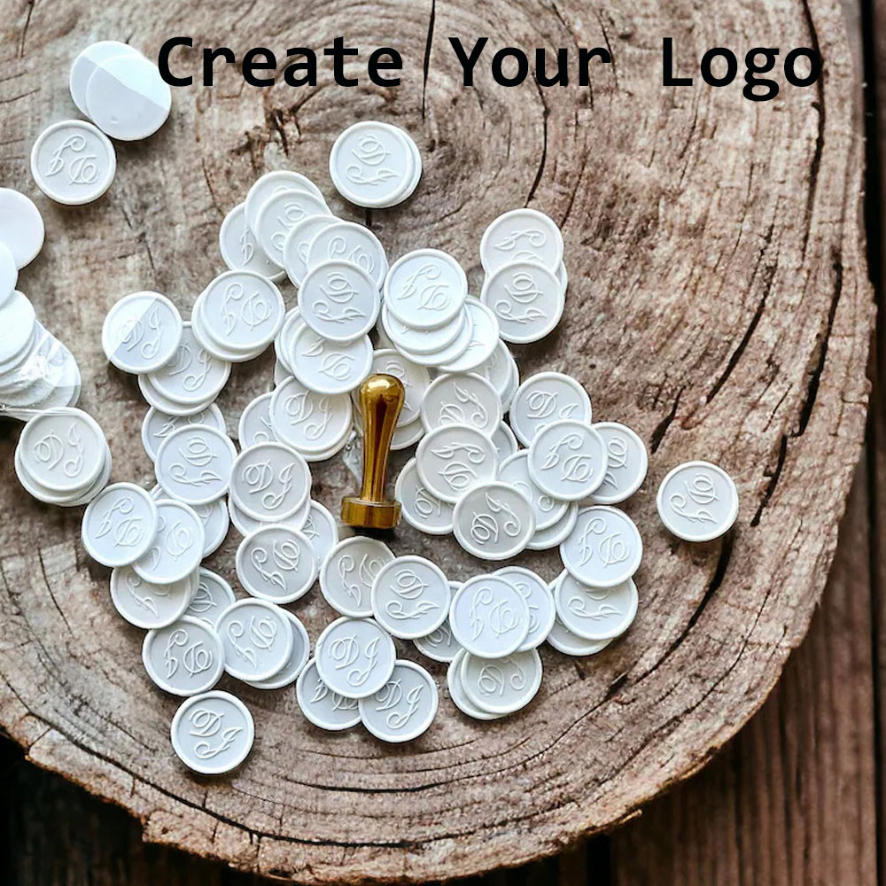 

200PCS DIY White 30mm Text Custom Wax Seal Stickers, 3 Shapes of Hand-made Self-adhesive Pictures Custom Wax Seal Stickers