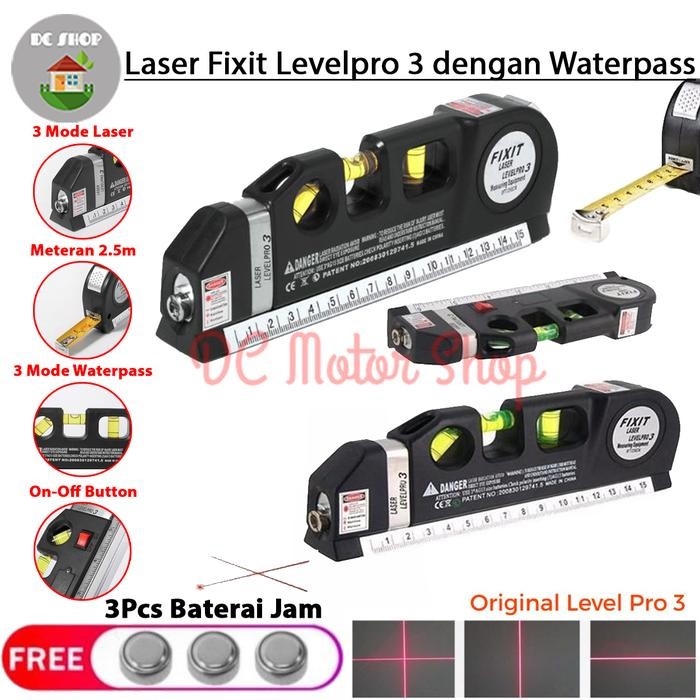 Multifungsi Meteran Laser Tape Meter Komplit / Laser Level / Waterpass - Non Magnet