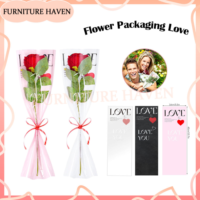 

Plastik Buket Bunga Single Flower Wrapping/Single Flower Rose Packing 20 Lembar/Flower Packaging Love