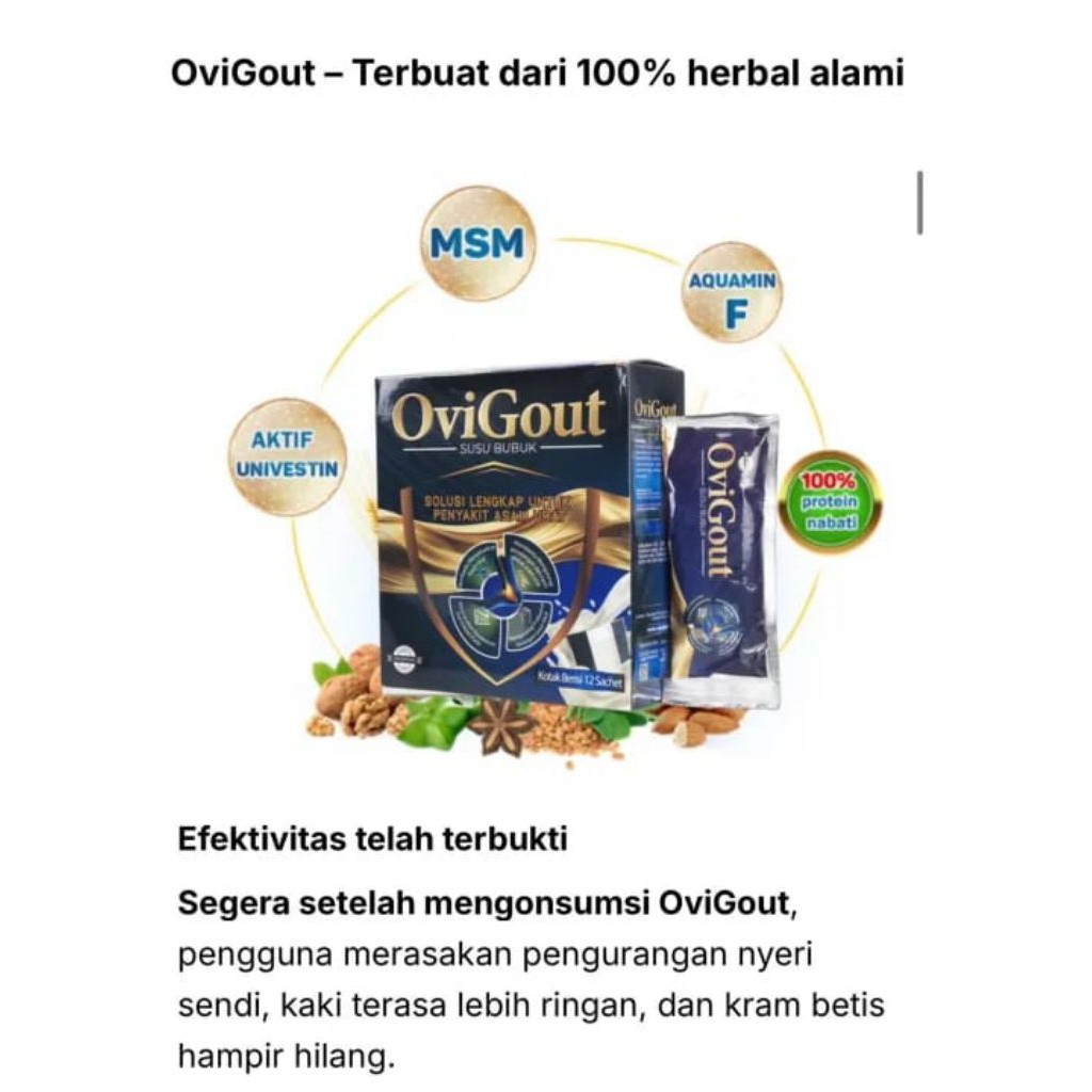 

OVIGOUT - Susu Herbal Asam Urat | Redakan Nyeri Sendi & Turunkan Kadar Asam Urat