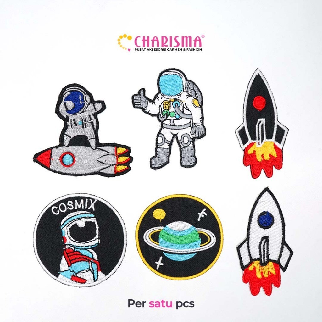 Charisma Aplikasi Patch Bordir Luar Angkasa - Aksesoris Baju/Tempelan