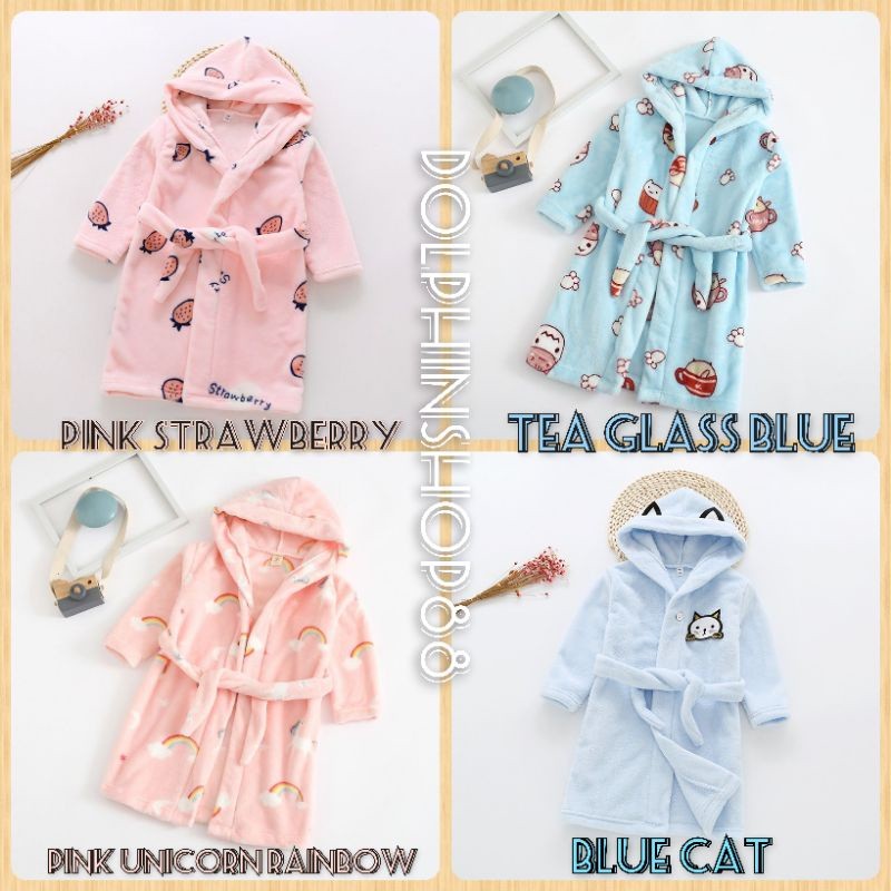 Baju Handuk Hoodie Lembut Halus Hoodie Towel / Kimono Handuk Anak Jubah Handuk Anak Premium
