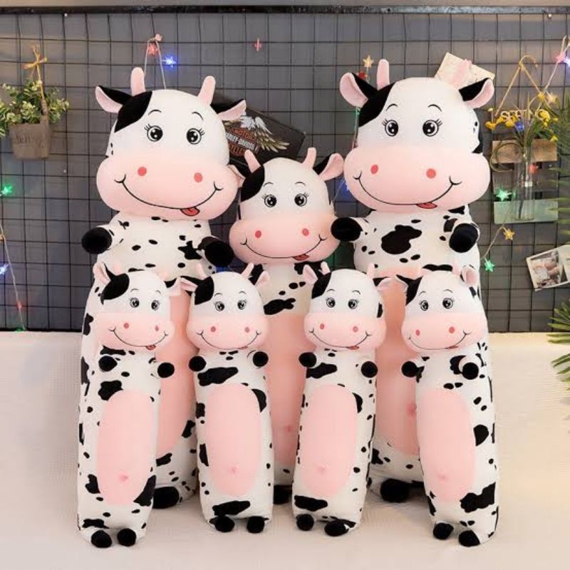 Boneka Guling Sapi  Bahan Plush Import Guling Boneka Sapi Lembut