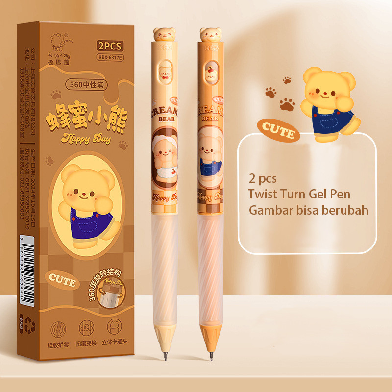 

2 Pcs Pena Karakter Anak Lucu Twist Pen Pulpen Putar Anak Motif Karakter Pocket Pen