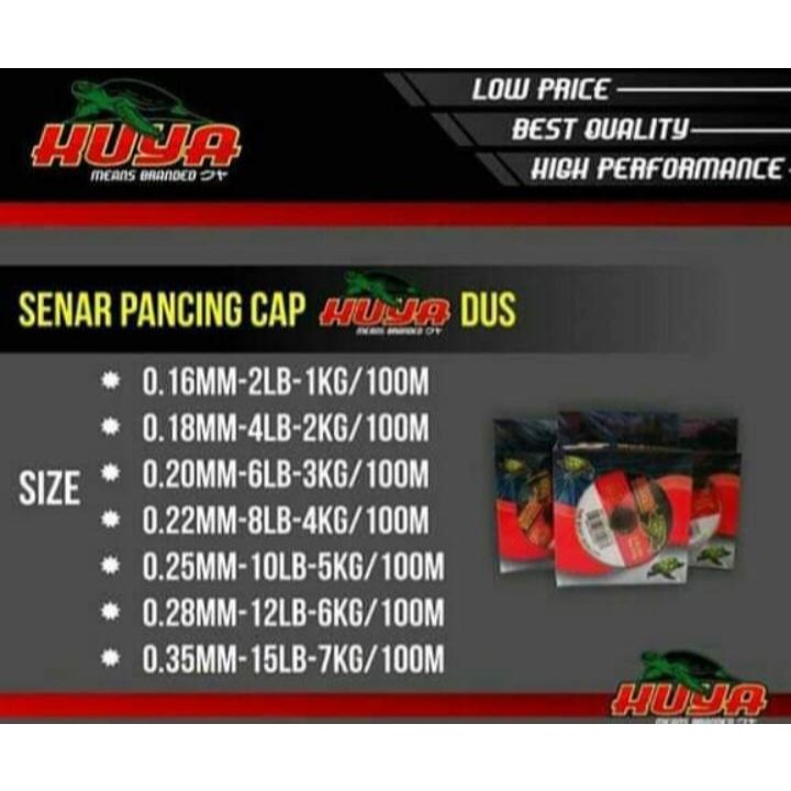 Senar Pancing KUYA MENS BRANDED 100 Meter (0.16mm - 0.35mm) Hijau Tua Original - Engkus Fishing