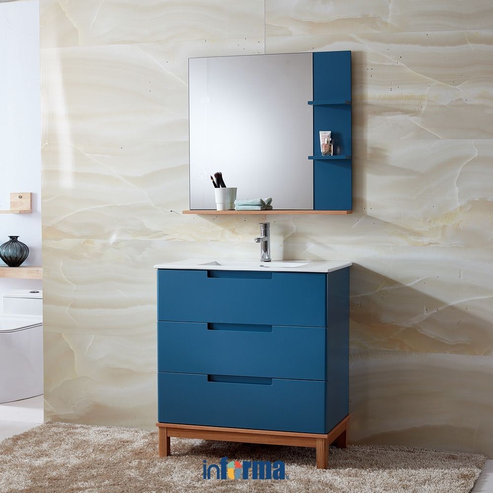 Informa Heller Set Kabinet Kamar Mandi - Biru Lemari Toilet Kabinet Wastafel Rak Mandi Storage Kamar