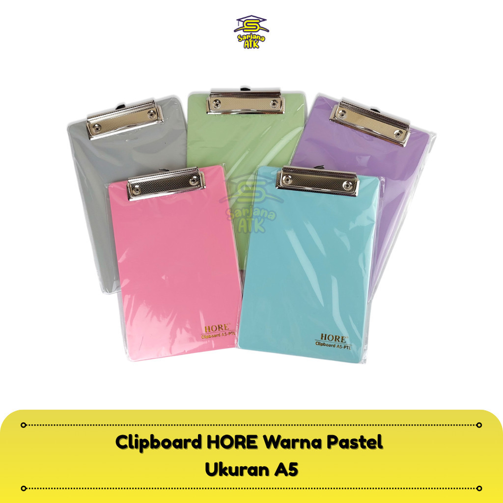 

Clipboard / Papan Klip / Papan Jalan / Alas Ujian A5 Pastel HORE