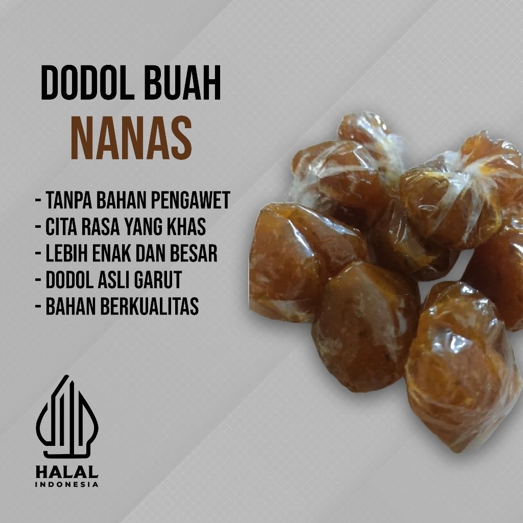 

Cemilan Dodol Buah Nanas 1kg/Dodol Garut Rasa Nanas enak murah