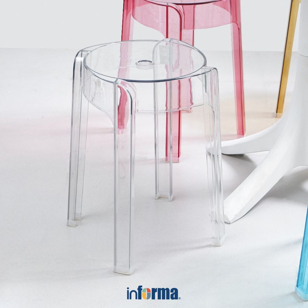 Informa Hurly Bangku - Putih Multipurpose Stool Bangku Makan Cafe Restoran Serbaguna Furniture Inter