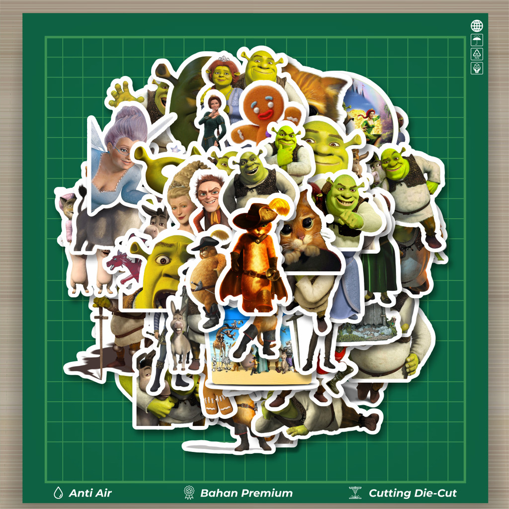 

HOT 50 PCS STIKER Stiker Dreamworks Series Shrek Character Mix Stiker Fashion Cars Decal Dingin Kartu Album Custom Vinyl Anti Air- Sticker Aesthetic Buku Journal Koper Casing HP Tablet Laptop Helm Motor Botol Minum