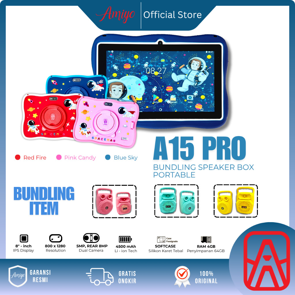 Amiyo Tab Study Kids A15PRO Bundling Speaker Box Portable Wifi/Hotspot Only IPS Screen 4500 mAh