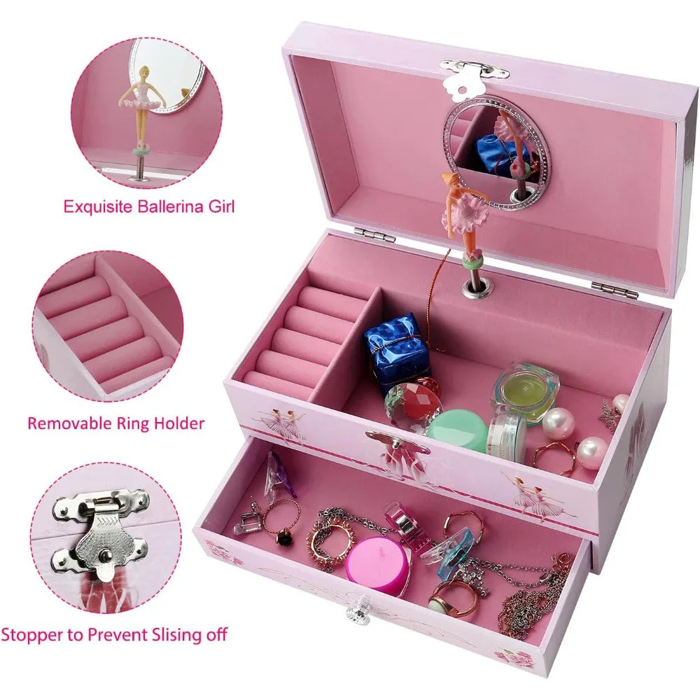 

5/6-inch Dance Ballet Girl Music Box Jewelry Storage Box Birthday Christmas Gift Vintage Music Boxes Birthday Party Decorations