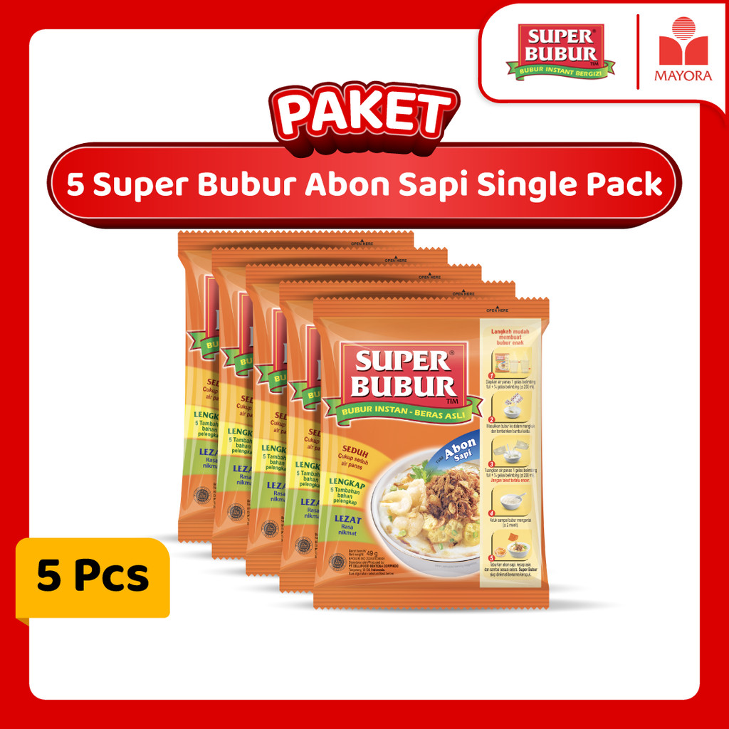 

Paket 5 Super Bubur Abon Sapi Single Pack