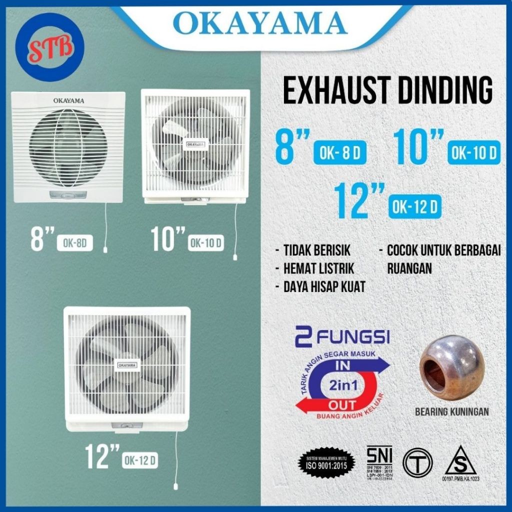 Kipas Angin Exhaust fan/ Hexos Dinding OKAYAMA 8/10/12 INCH - OK8D/ OK10D / OK12D