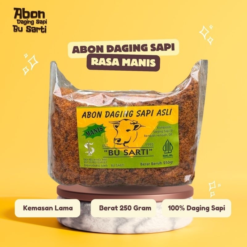 

Readyy [PACKAGING LAMA] - Abon Sapi Bu Sarti - Manis/Original 250gr