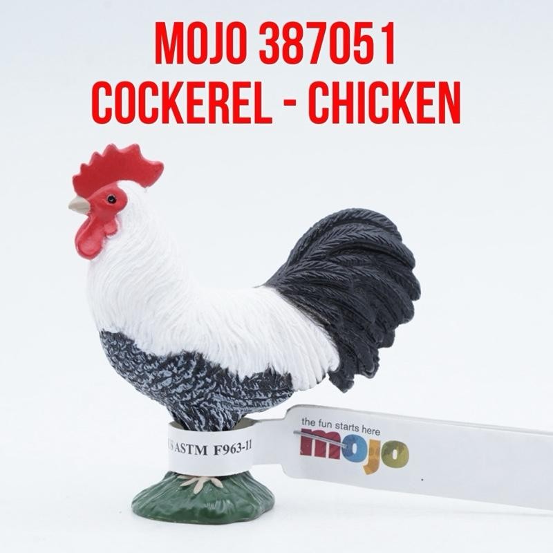MOJO 387051 Cockerel Chicken Ayam Jantan Gallus gallus domesticus Mainan Binatang Miniature Hewan An