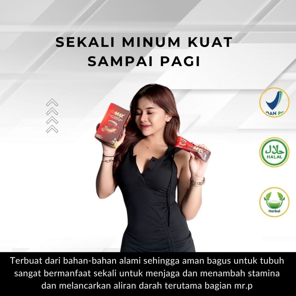 

BPOM GMAX kopi gingseng penambah stamina pria halal 1 SACHET