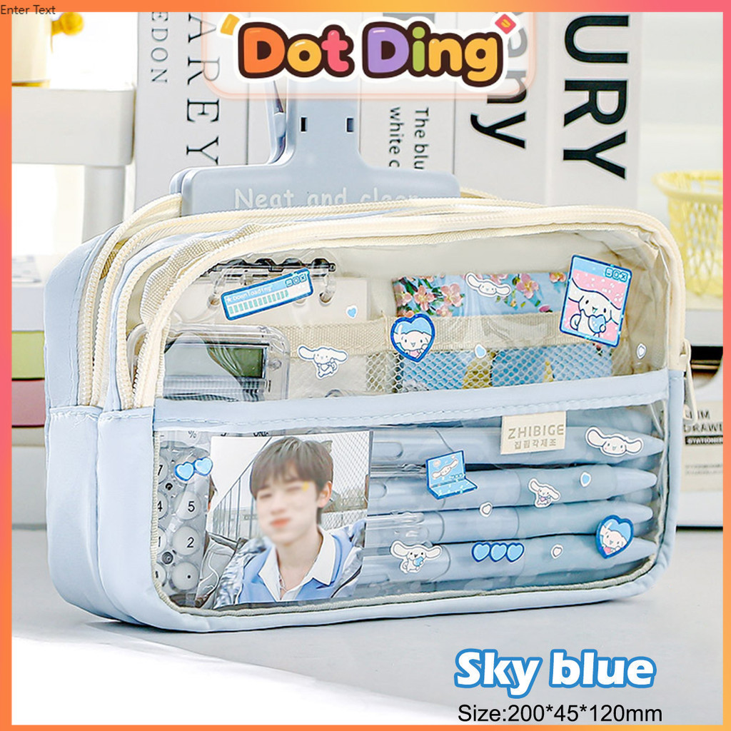 

[DOTDING]Tempat Pensil Jernih Kapasitas Besar Aesthetic Jepang Style Tempat Penyimpanan Alat Tulis Sekolah Transparan