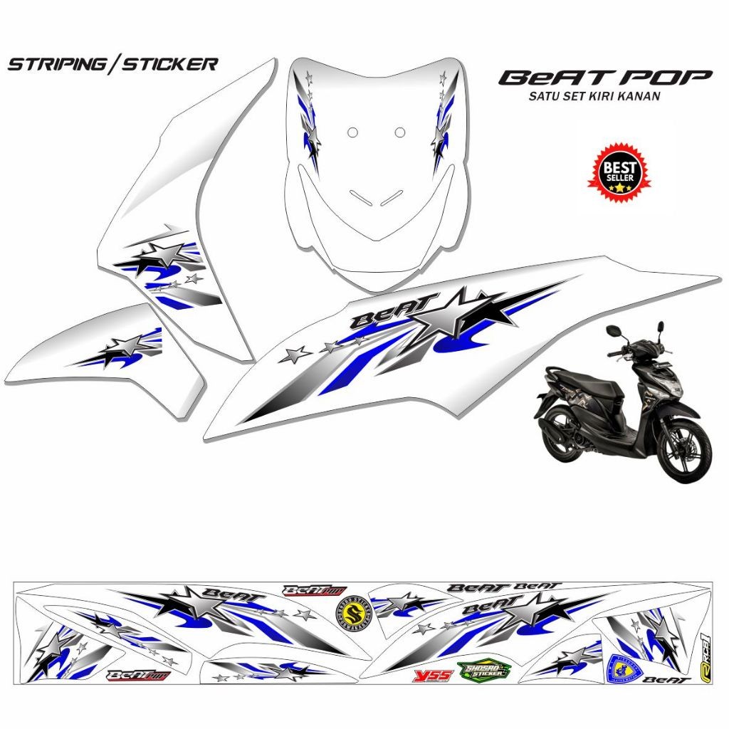 STIKER BEAT POP FI / STRIPING VARIASI KEREN MOTOR BEAT POP STRIPING MOTIF KEREN