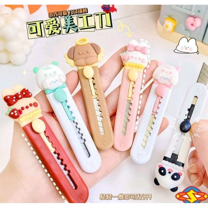 

hsw CUTTER Stainless MINI KARAKTER KARTUN Pisau Pemotong Kertas Serbaguna Multifungsi x top