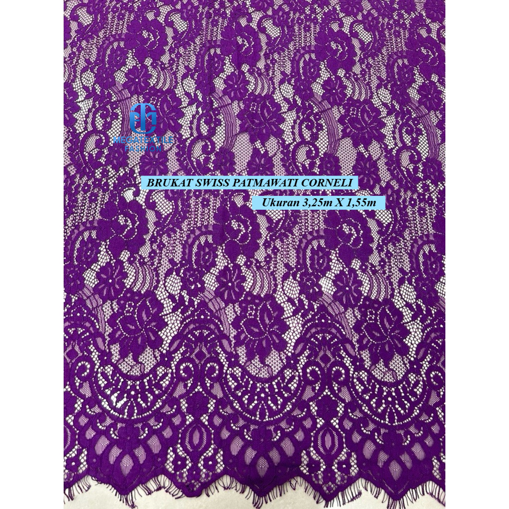 Brokat Corneli swiss fatmawati Brokat metalik mengkilat Lace Panel Cord Cotton/Brukat semi Francis/K