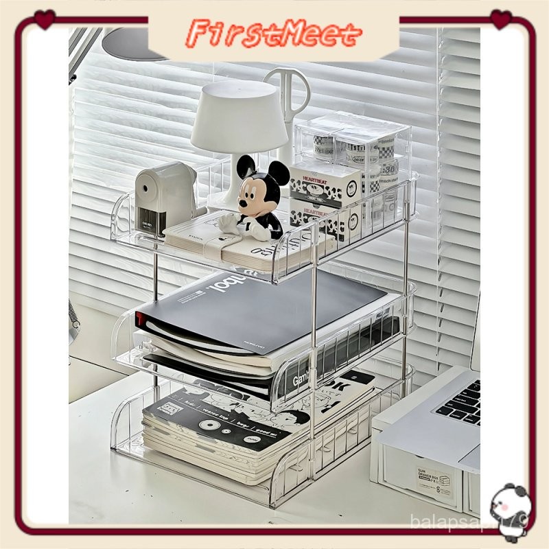 

【FirstMeet】Rak Penyimpanan Multifungsi 2-4 Susun Rak Organizer Multifungsi untuk Dokumen/Kertas/Buku/Alat Tulis Rak Penyimpanan Akrilik Transparan