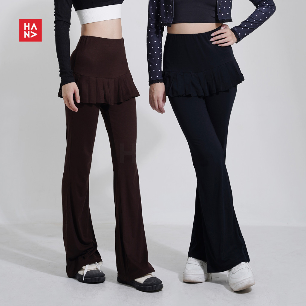 Hana Fashion - Moli Long Pants/Layered Pants with Mini Skirt/Celana Rok Layer Wanita Celana Rok Wani