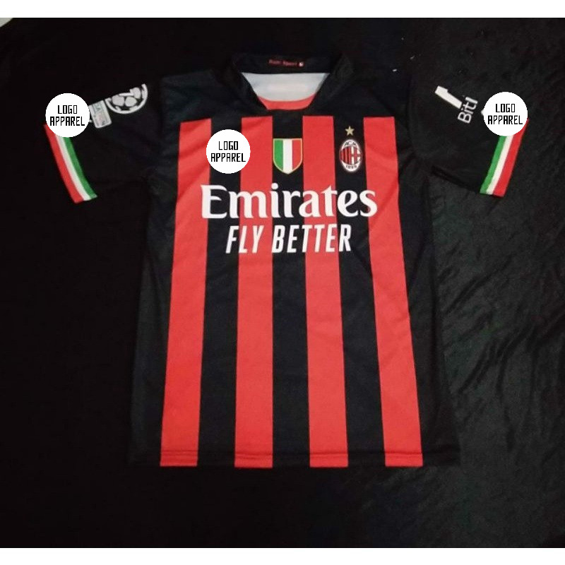 Jersey AC Milan 2023 Full Printing Free Nameset