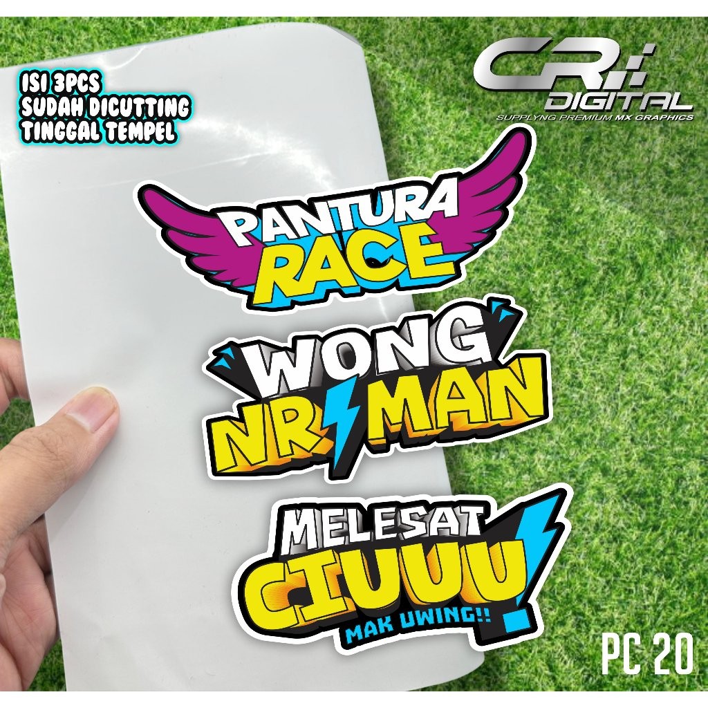 

Sticker Pack isi 3pcs Sticker Udah Di potong Sticker PANTURA RACE , WONG NRIMAN, MELESAT CIUU VIRAL TERBARU PC20