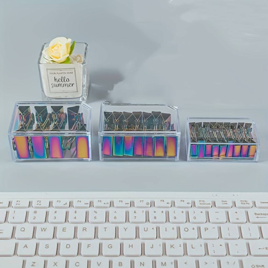 

Binder Clips Set, 3 Sizes Assorted Colored Paper Clamps for Office Supplies, Documents Organizing (1 Box)