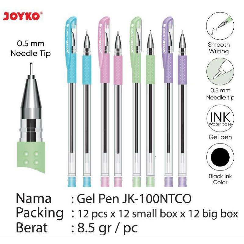 

Pulpen Gel Joyko Jk-100Nt CO ( 1pak/12pcs )