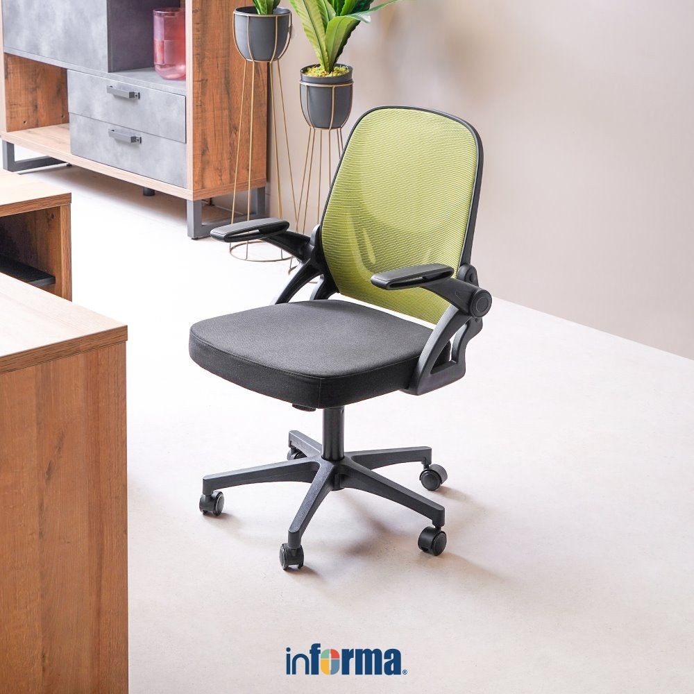 Informa Ken Kursi Kantor Sandaran Rendah - Hijau Tempat Duduk Kerja Dengan Roda Office Chair Kursi M