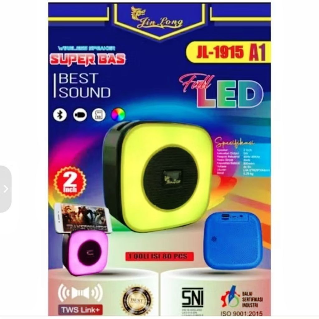 SPEAKER JINLONG JL 1915 A1 MINI 2 " INCH BLUETOOTH MICRO SD MEMORY USB FULL LED TABUNG  BATERAI AWET