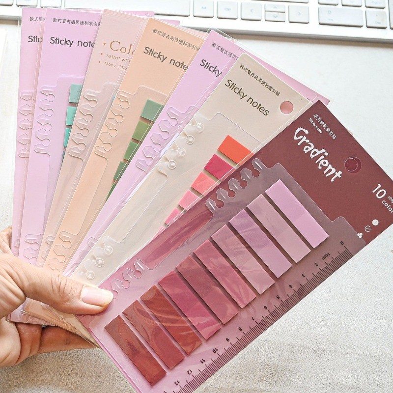 

200sheet/set INS Simplicity Gradient Color Sticky Note Transparent Boomark Tab Index Sticky Note Mini Notepad Student Supplies