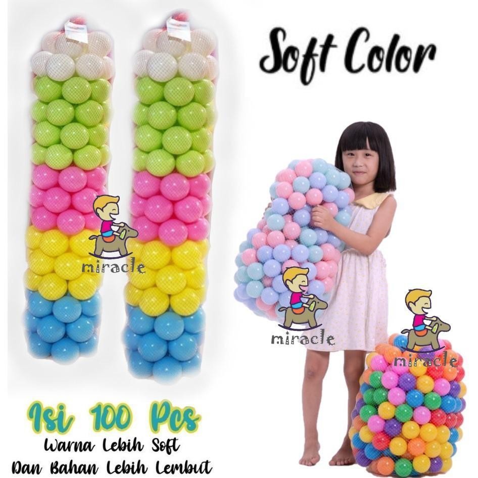 Mandi Bola Warna PASTEL isi 100 pcs SNI - mandi bola warna - mandi bola pastel - Lebih Soft Toys