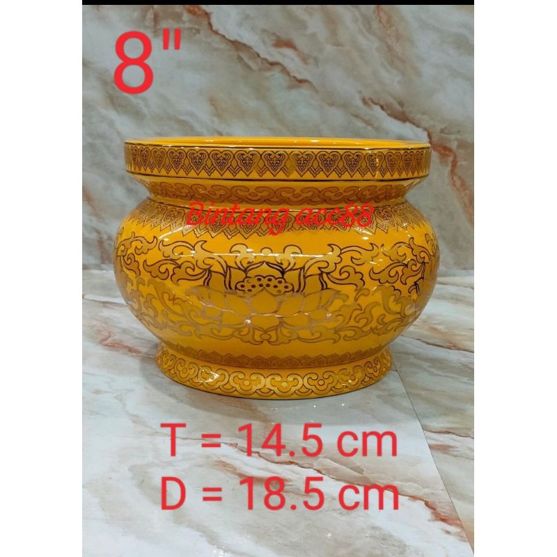 hiolo/hio lo - kuning - bunga - keramik - 8inch - h24