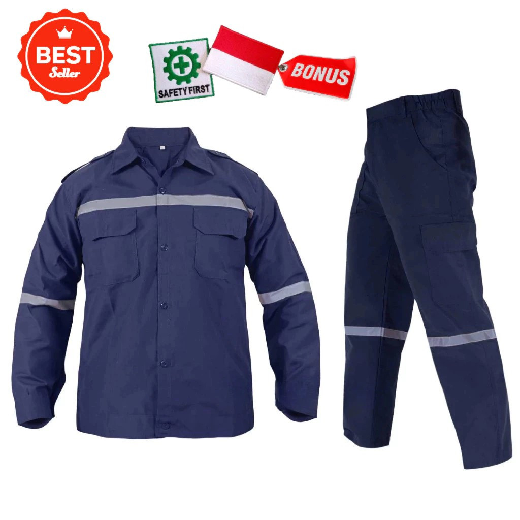 Setelan Wearpack Safety Setelan Katelpak Baju dan celana Seragam Kerja Proyek Terlengkap